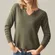 American Giant Luxe Rib V Notch Tee Shirt Womens Medium Olive Green Relaxed Fit