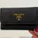 Prada Authentic Black Saffiano Leather Gold Key and Card Holder