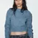 Zara Women’s Blue Cropped Crew Neck Long Sleeve Knit Sweater Size S