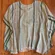Jen's Pirate Booty Poncho Womens One Size Green Stripe Fringe Boho Serape Ruana
