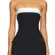 Amanda Uprichard Lucienne Strapless Skort Romper Dress In Black & Ivory