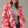 American Eagle Red/White Bear Hug Cozy Sherpa Zip Jacket Sz Med Boho-Chic Fairy