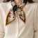 100% Silk Parisian Village Print Square Scarf Blue Orange Vintage Style