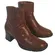 Timberland 62318 Brown Leather Side Zip Ankle Boots Block Heel Womens 6.5 M