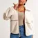Abercrombie & Fitch Sherpa Fleece Mockneck Full Zip Jacket - Ivory - Size S -NWT