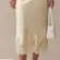 NWT Evren Silk Midi Skirt size Small S Lace trim butter yellow o.p.t