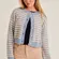 NWOT Le Lis Blue Striped Fuzzy Cropped Cardigan