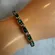 Emerald Green Rhinestone Tennis Bracelet Gold Tone