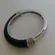Lia Sophia Black and Silver Hinged Bangle with Crystal Accent | New