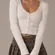 Abercrombie & Fitch Ribbed Cardigan Pearl Button S Ivory Preppy Old Money Y2K