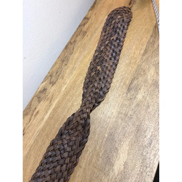 Gap Boho Metallic Silver Braided Leather Belt Wide Woven Twisted Womens Medium - Image 8