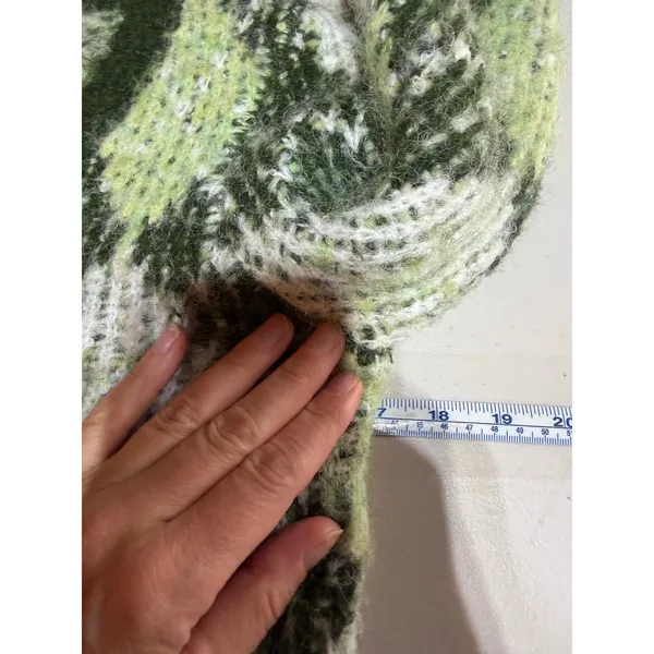 Lovers and Friends Tanessa Argyle Sweater Womens XS Green Fuzzy Knit Preppy Wool - Image 7