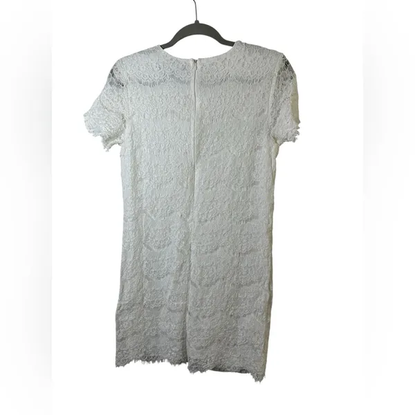 Lulus White Floral Lace Short Sleeve Mini Shift Dress‎ Size Small Bridal - Image 8