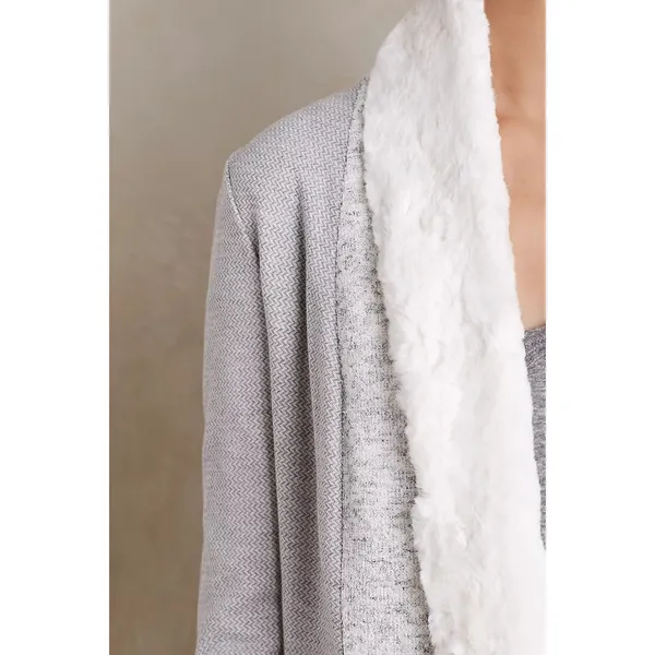 Anthropologie Saturday Sunday Ambrose Sherpa Knit Cardigan Gray Size M Pockets - Image 3