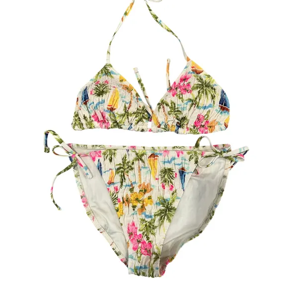 Old Navy Textured Triangle String Bikini Set Top‎ M Bottom S New Swim - Image 2