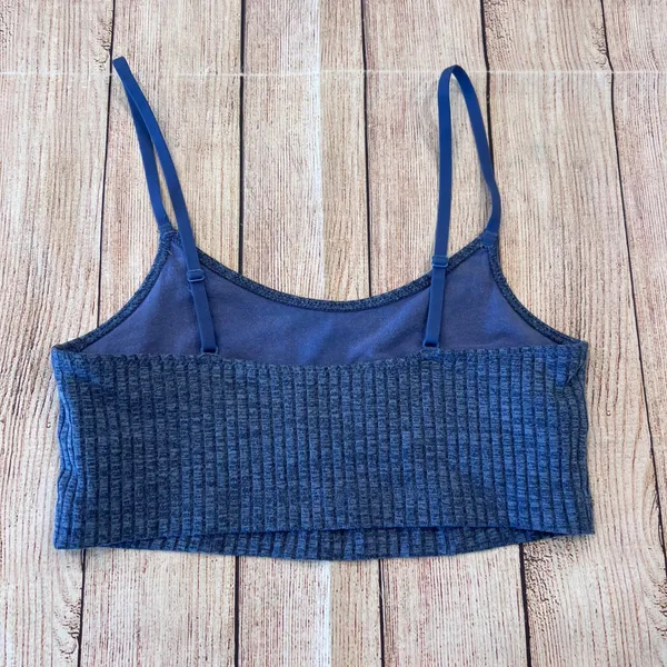 Aerie Womens Blue Ribbed Marled Crop Top Adjustable Straps Size S/P - Image 3
