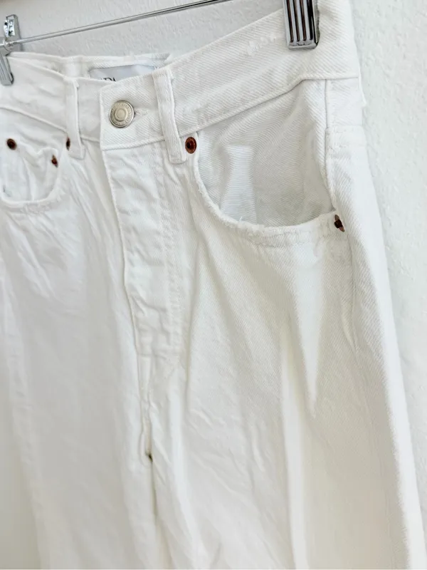 Zara The Bliss Straight Jeans Size 2 Color White Distressed Y2k - Image 8