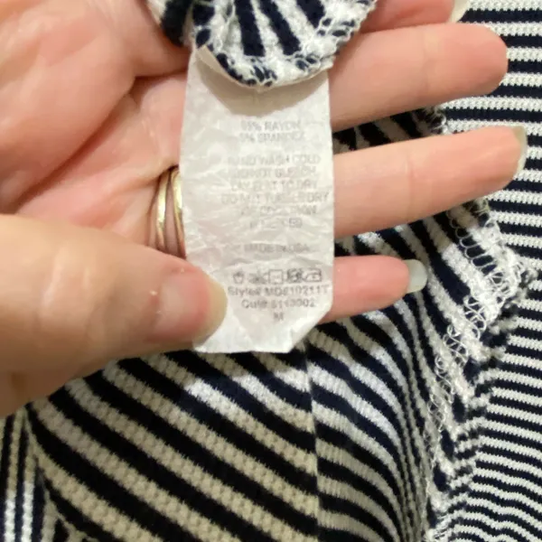 Marvenie Navy & White Stripe Tunic Dress Size Medium M Short‎ Sleeves Womens - Image 3
