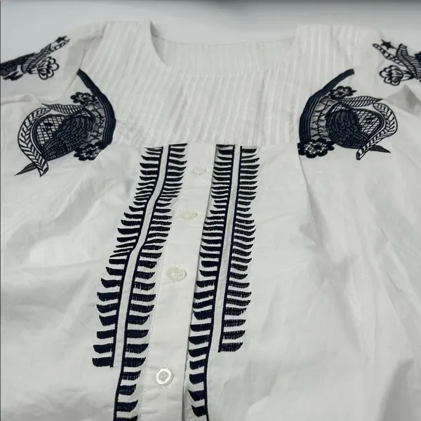 Embroidered White and Black Mini Dress - Image 2