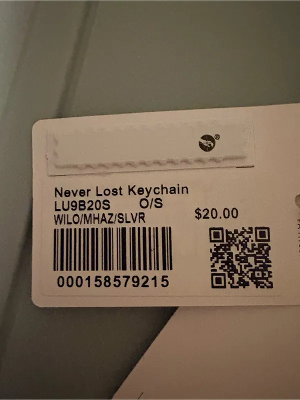Lululemon Never Lost Keychain Spellout Logo Willow Leaf/Meadow Haze Silver - Image 3