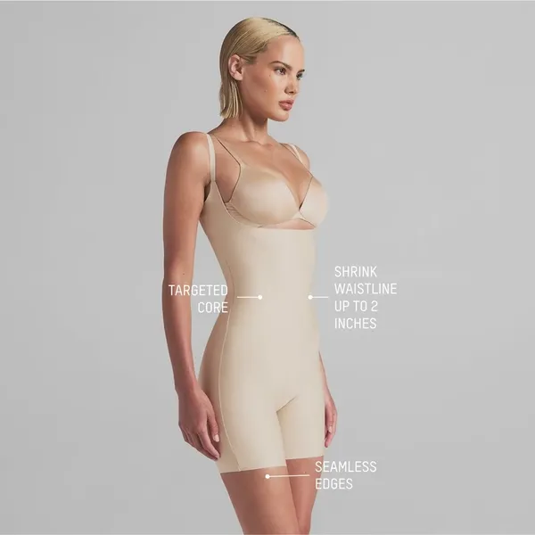 SKIMS BODY High-Waist (B23) Mid-Thigh Shapewear Bodysuit size M CLAY - Image 2