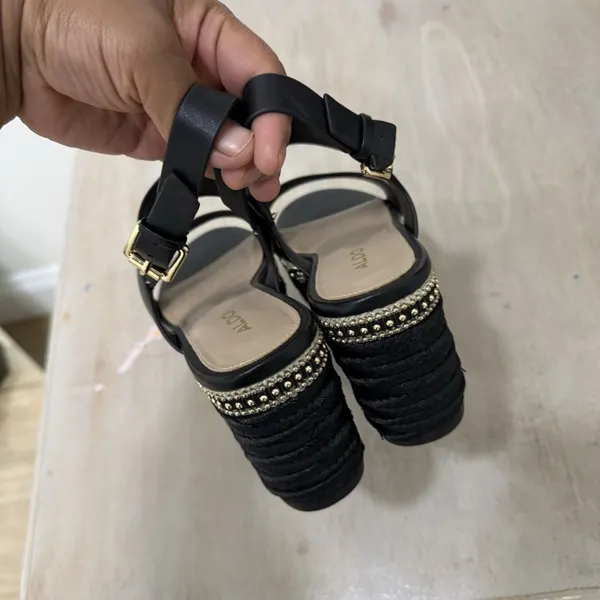 aldo Ladolian Women's Black Flatform Sandals Size 6 - Image 5