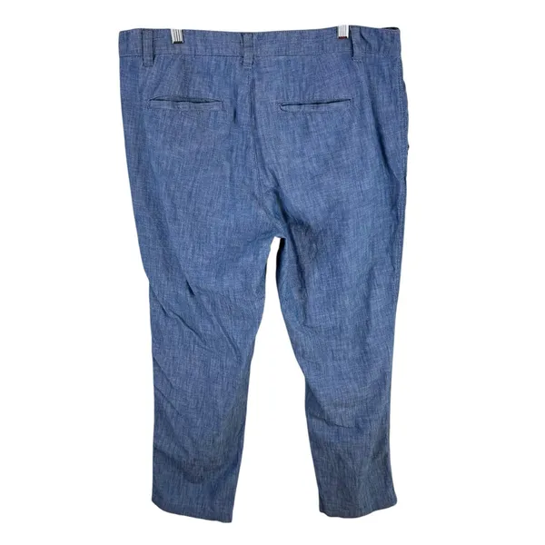 Gap 100% Cotton Blue Chambray Lightweight High Rise Cropped Pants Size‎ 14 - Image 2