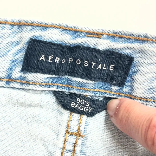 90s baggy thrashed jeans light‎ wash zipper fly retro style denim juniors teen - Image 8