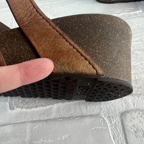 Teva Sandals Ysidro Slides Womens 8 Brown Slip On Wedge Cork Heel Casual 1015118 - Image 12