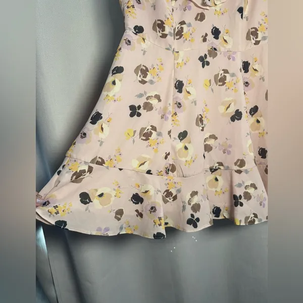 ASOS Light Pink and Yellow Floral Sleeveless Ruffle Mini Dress Size 6 - Image 4