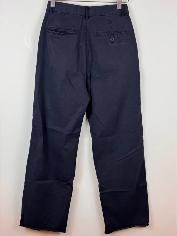 Buck Mason Women’s Black Straight Leg Cotton Lyocell Pants Size 25 Raw Hem - Image 8