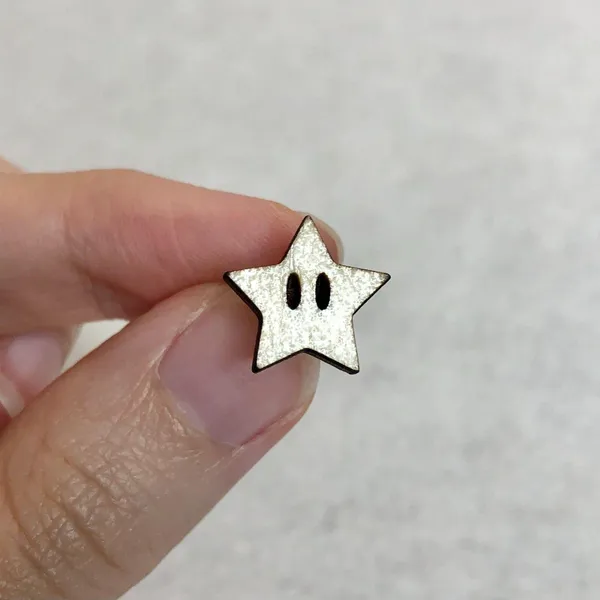Nintendo Mario Power Star Wood Stud Earrings - Image 3
