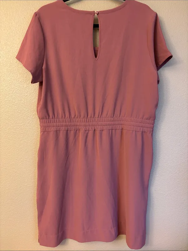 32 Degrees Cool Large Elastic Waist Shirt Dress Mauve Pink Scoop Neck Pockets - Image 5