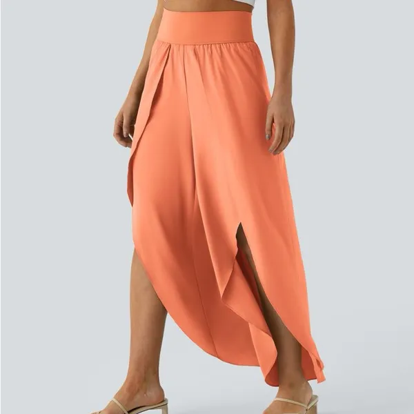 Halara 027HA.- High Waisted Back Waistband Pocket Palazzo Flowy Wide Leg Casual Pants. - Image 4