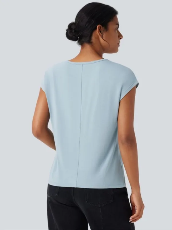 Halara Light Blue V Neck Tee XL Buttery Soft - Image 2