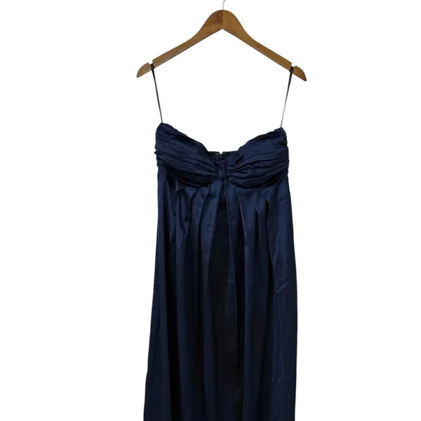 Lulus Memorable Entrance Dark Blue Strapless Satin Maxi Dress size M - Image 6
