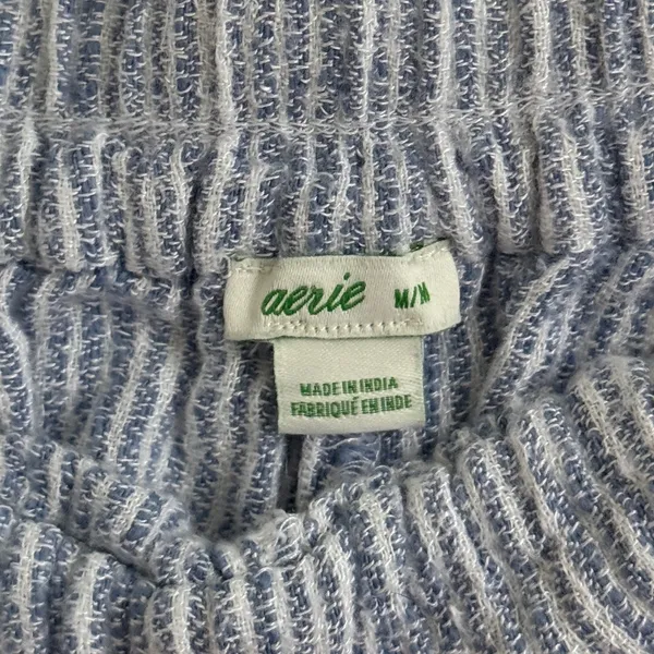 Aerie Real Good Gauze Striped High Waisted Pants Size Medium blue white boho - Image 3