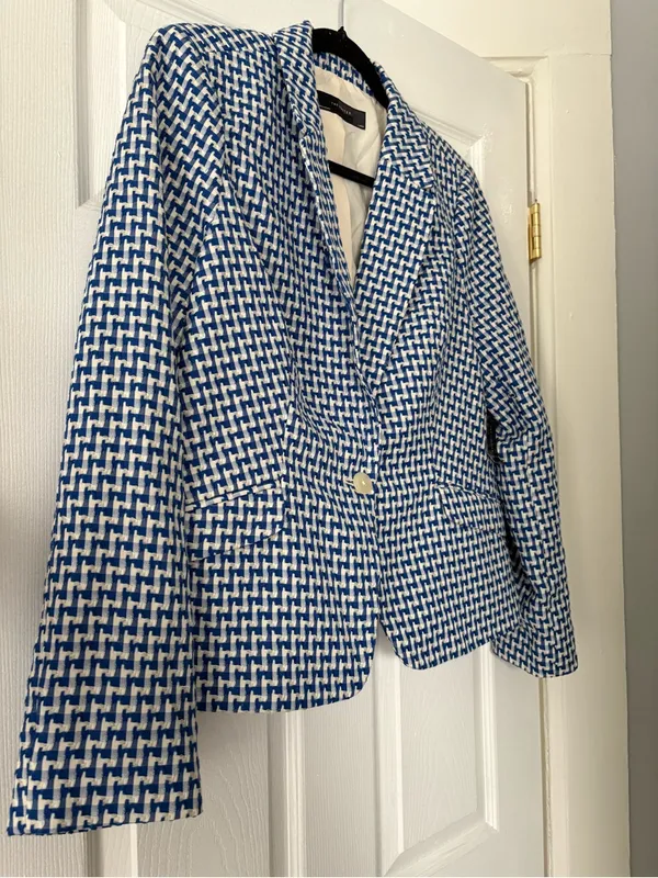 NWT The Limited Blue White Woven Blazer Jacket XL - Image 2