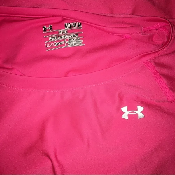 Under Armour medium pink fitted heat-gear gym top - Image 7