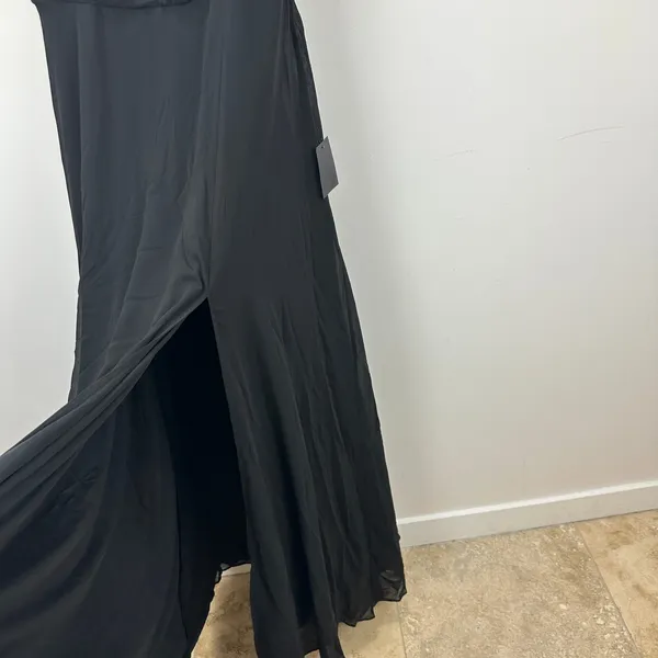 Lulus Sweeney Black Sleeveless Maxi Dress Side lit Chiffon Formal Large NWT - Image 9