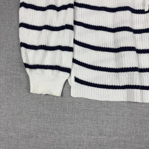 Old Navy Sweater Womens XL White‎ Striped Lace-Up Pullover Open-Knit Relaxed - Image 2
