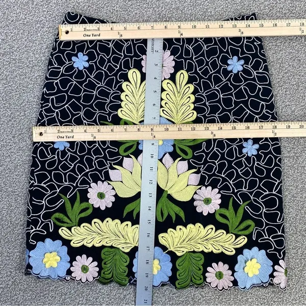 Anthropologie Snak Embroidered Floral‎ A Line Skirt Blue Multi 4 Cottagecore - Image 12