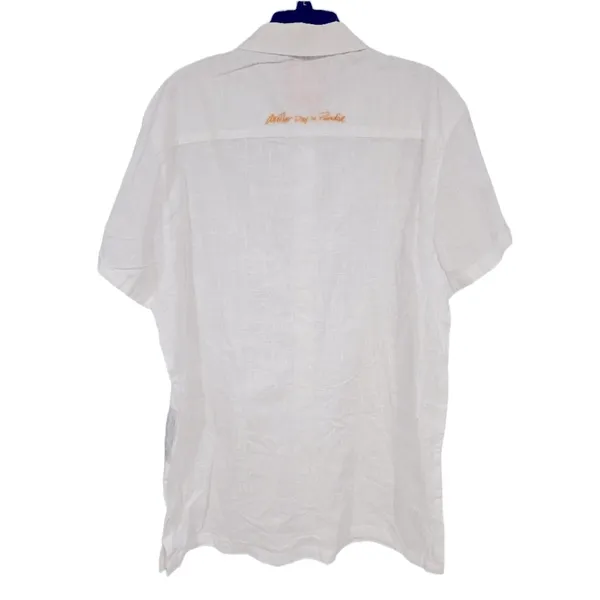 LUCKY WE LIVE HAWAII x GOLDFISH KISS WHITE COTTON SHORT SLEEVE BUTTON COVERUP ML - Image 7