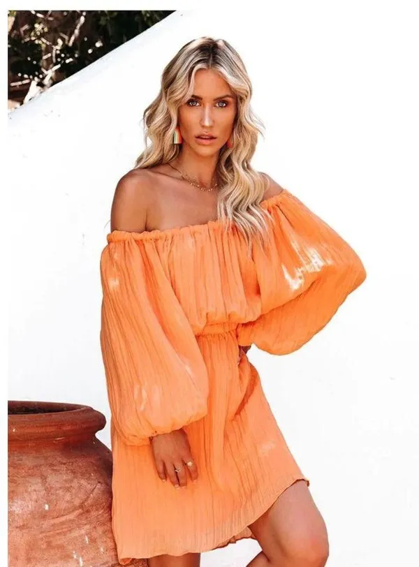 VICI |Orange Kaiga Backless Plisse Dress | Small - Image 4