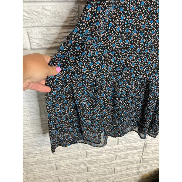 Lola Grace Floral Midi Dress Womens Medium‎ Black Blue NEW Tie Strap Sweetheart - Image 4