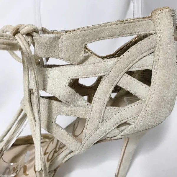 Sam Edelman Zavier Suede Lace-up Pumps Heels Shoes Bone Cream Women 6 - Image 7