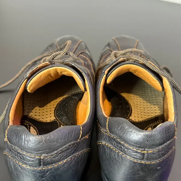 Born Leather Sneakers Womens 7.5 Black W31035 Contrast Stitch Low Top Lace Up - Image 7