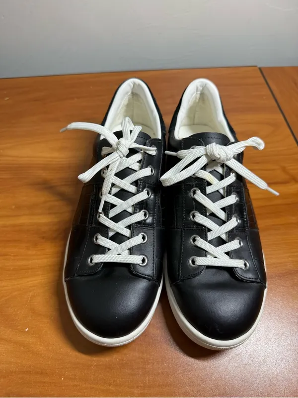 Sam Edelman Marquette Women’s Lace Up Fashion Sneaker Leather Black White 8/38 - Image 2