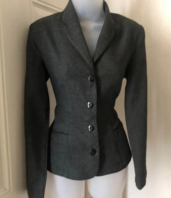 2000s Grey-Black fitted slim fit long sleeve blazer with functional pockets button closure - Image 2
