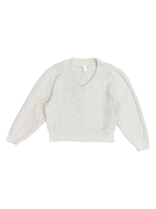 H&M Ivory Mixed Texture Cable Knit Sweater Size Medium - Image 3